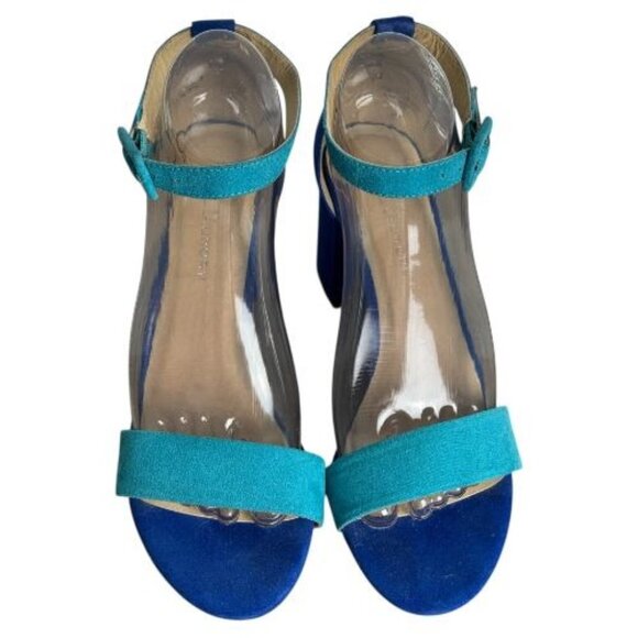CL by Chinese Laundry Block Heel Sandals Blue Teal Suede Women's Size 8.5 / 39 - Picture 2 of 12